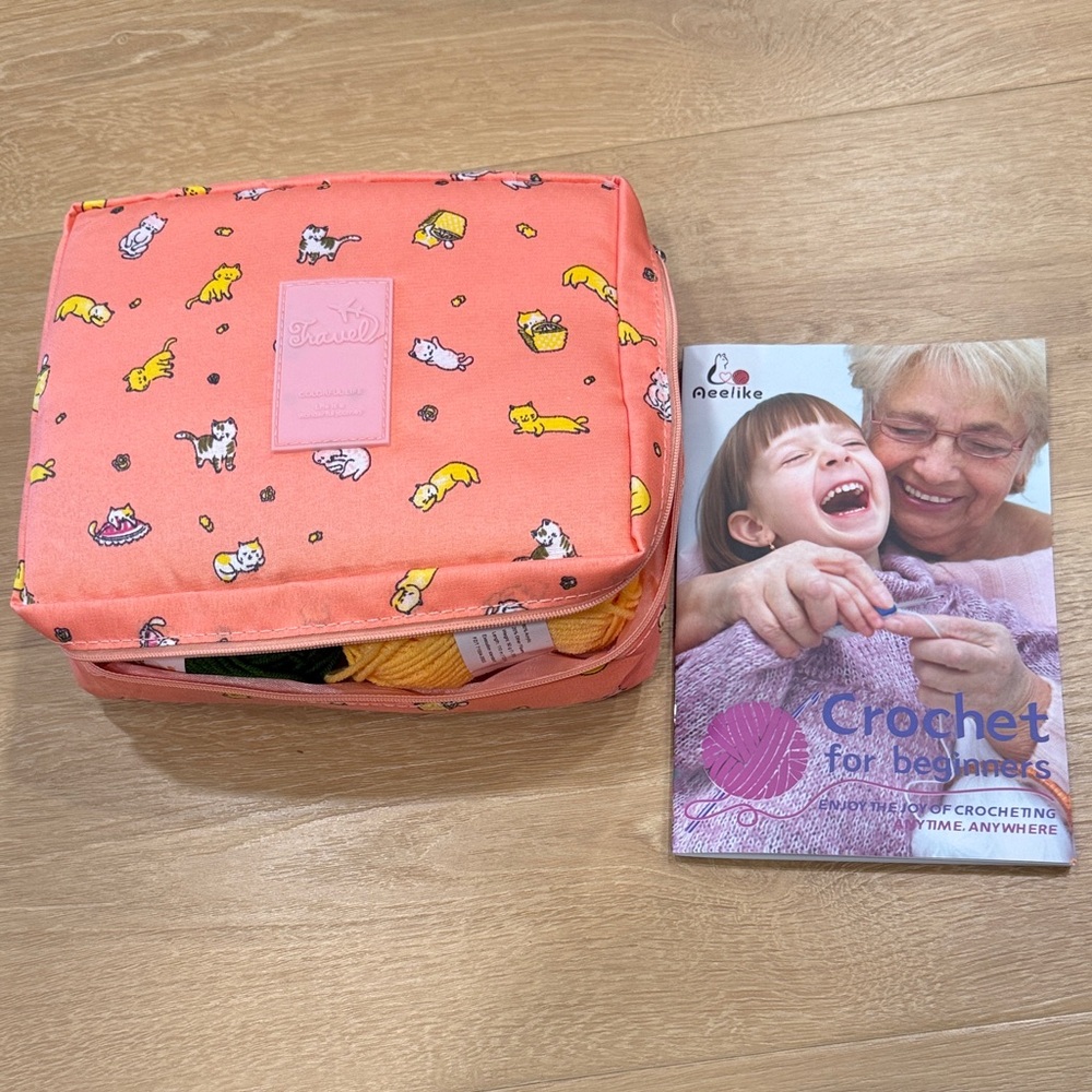 Crochet kit for beginners in travel case. Has everything you need to get started